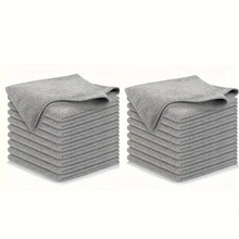 Bộ 5-50 khăn lau bếp bằng sợi microfiber màu xám nhạt, khăn lau mềm mại siêu thấm hút, bộ khăn lau chén đĩa tẩy vết bẩn. - A - Xem 8