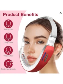 HYUNDAI Women's V-Face Lifting Device - Smart Electric Double Chin V-Face Lifting Strap - Red - View 2
