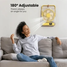 DREO Fan For Bedroom, 12 Inches, 70ft Powerful Airflow, 25db Quiet Table Air Circulator Fans For Whole Room, 120° Adjustable Tilt, 3 Speeds, Desktop Fan For Home, Office, Kitchen - 黃色 - 查看 4