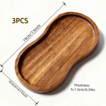 1/2/3pcs Set - Premium Oval Shaped Rosewood Tray - Dessert Serving Plate, Coffee Tray, Food Platter, Japanese Style Dessert, Coffee, Snack Fruit Main Plate, Decorative Tray, Durable Wooden Display Plate, Tableware, Table Centerpiece, Ideal Choice For Home Decor And Kitchen Storage, Holiday Gift, Patio, Kitchen Accessories - Brown - View 5