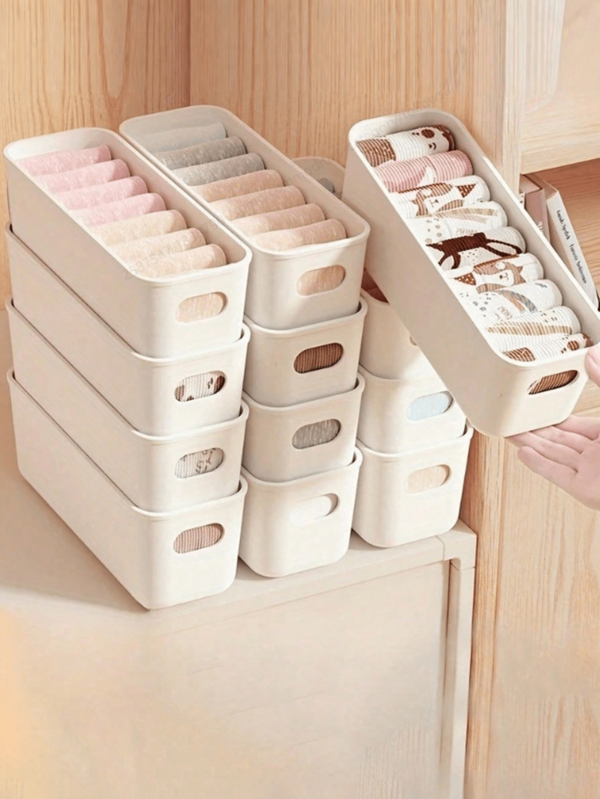 1pc Multi-Functional Plastic Storage Box, Suitable For Kitchen, Bedroom, Wardrobe, Drawer, Etc., Can Be Used As Desktop Organizer, Kitchen Storage, Office Desk Accessories, Bathroom Supplies, Room Decor, Holiday Essentials
