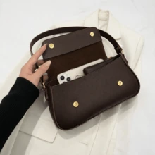 Women's Medium Baguette Shoulder Bag, Stylish And Casual, Various Colors - 咖啡棕 - 查看 3