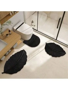 1pc/2pcs/3pcs Gold Flower Pattern Decorative Floor Mat, Room Decor, Bathroom Rug, Doormat, Small Rug, Carpet, Home Decor, Area Rug, Outdoor Mat, Bedroom Carpet, Washable Rug - Black - View 2