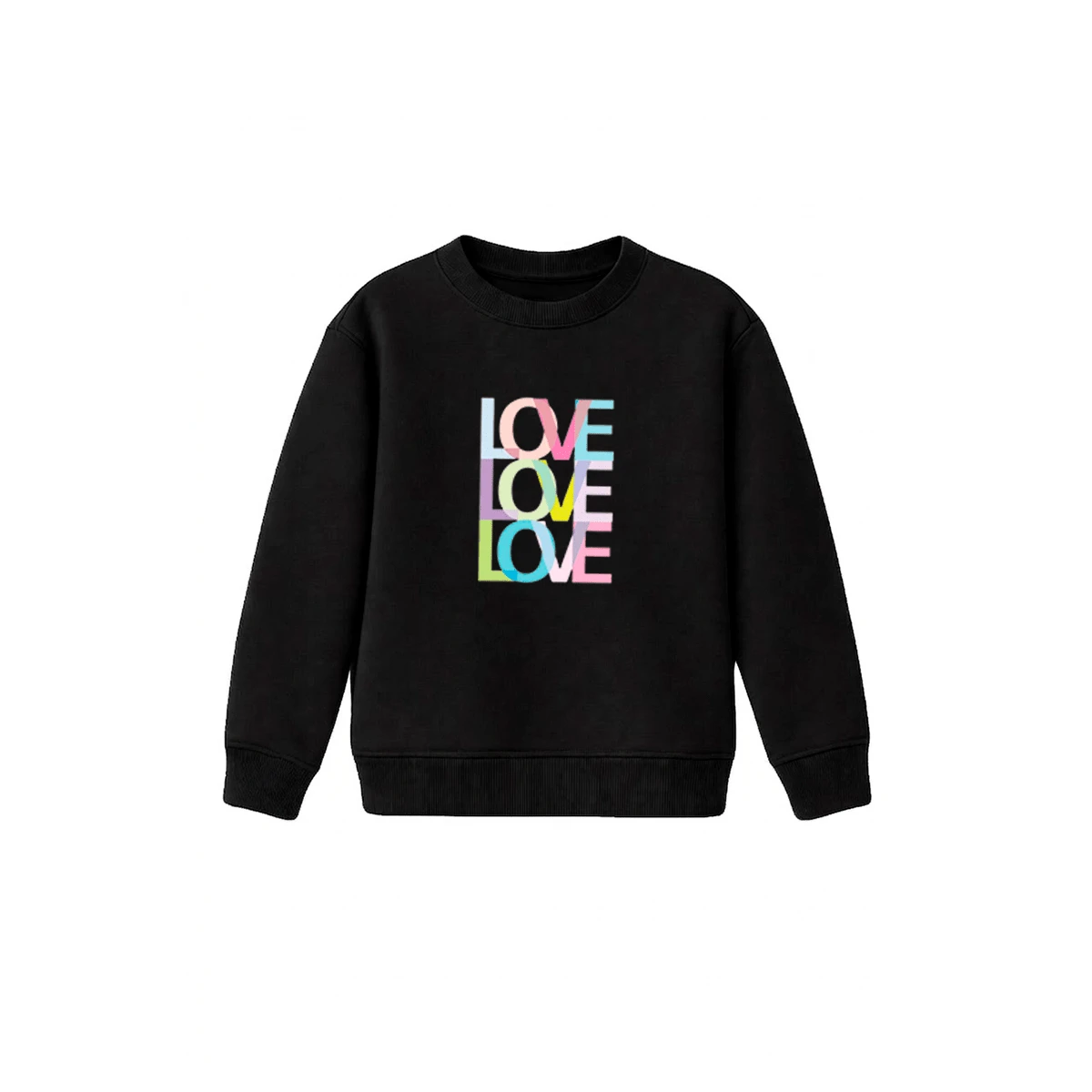 Moletom Gola Redonda Infantil Criança Juvenil Bebê Menina 100% Algodão Passeio Casual Love Colorido