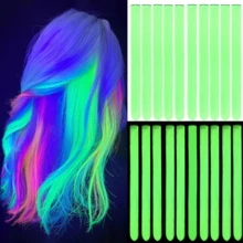 Hot Pink Glow In The Dark Clip In Hair Extensions 20 Inch Synthetic Highlight Hair Accessories - 彩色 - 查看 12