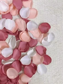 100 cánh hoa hồng lụa ngẫu nhiên dùng trang trí đám cưới, viền cánh hoa cháy xém, hoa rắc trang trí đám cưới, cánh hoa màu kem phát sáng. - Nhiều màu - Xem 2