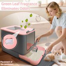 Upgraded Fully Enclosed Cat Litter Box With Lid, Covered Cat Box Enclosure, Anti-Splashing Easy To Clean Kitty Litter Boxes With Drawer, 3 Modes Can Use From Kitten To AdultDual Entry Enclosed Cat Litter Box, Pink & Gray Hooded Litter Box With Drawer, Odor Isolation & Anti-Splashing For Large Cats & Multi-Cat Households Top & Front Entry Hooded Cat Litter Box, Easy To Clean Drawer Design For Big Cats Covered Cat Litter Box With Odor Control, Dual Access & Anti-Tracking Pedal, Ideal For Indoor Cats & Small Spaces - one-size - View 1