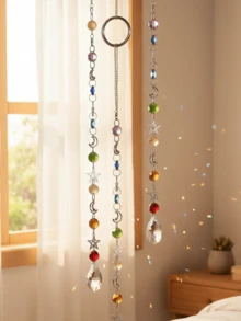 3pcs Crystal Wind Chimes With Planet, Star, Moon And Sun Decor, Home Living Room Decoration, Holiday Gift - Multicolor - View 5