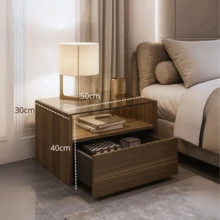 Buro Para Recámara Moderno Mesita De Noche Con Templado ,Minimalista Estilo,Mueble Auxiliar para Recamara Moderno, Mesa de Noche con Espacio de Almacenamiento,para Dormitorio, Armario, Pasillo, guardería, Mesa Auxiliar, Mueble Lateral - Negro - Ver 2