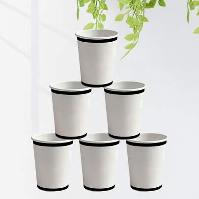 10pcs/20pcs/50pcs Disposable White Paper Cups , White With Black Rim Paper Drinking Cups, Hot Cold Cups For Party, Wedding, Baby-Shower, Birthday, Bridal Shower, Coffee, Tea, Soda, Home Office Use Men Women