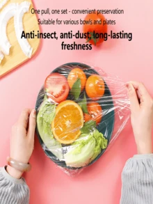 100PCS Colorful Disposable Elastic Food Covers, Stretchable Bowl Lids For Fresh Keeping, Dust-Proof Storage Bags For Dishes, Fruits, Picnic And Daily Kitchen Use,Disposable Elastic Bowl Covers, Universal Stretch Food Lids To Keep Fresh, Dust-Proof Plastic Wrap Alternative For Dish And Plate, Colorful Storage Bags For Bread Proofing And Outdoor Camping - 白色 - 查看 4