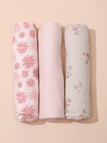 四季通用薄紗竹纖維嬰兒包巾 3 件組，100*100cm，柔軟舒適，附 Oeko 認證 - 彩色 - 查看 3