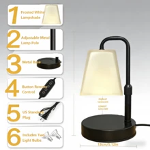 1 PCS Elegant Flameless Frosted Lampshade Candle Warmer Lamp, Height Adjustable Dimmable Wax Melting Lamp With Timer & GU10 Bulb Included, Multi-Scene Home Decor For Bedroom Living Room Office Side Table Vanity, Thoughtful Gift For Housewarming Wedding Anniversary Birthday - US A Type Plug(110-127V) - View 11