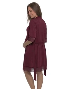 Baby Doll Kit With Easy-Open Button Nursing Bra + Comfortable Robe For Maternity, Hospital Outfit, And Postpartum Wear - Burdeos - Ver 3