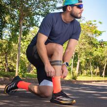 Adult Polyamide Running Socks With 3D Cuff, Breathable, Thermal Comfort, High Performance, Spinning, Cycling - Black + Pink - View 8