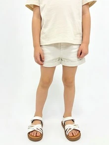 1 par de sandalias de moda para niños, sandalias planas beige para niñas, diseño de fácil de poner y quitar, suela suave antideslizante, adecuadas para salidas de verano, banquetes, fiestas, vacaciones - Beis - Ver 7