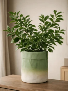 1pc Gradient Green Plant Pots, Indoor Planter Pots For Living Room Balcony Table, Perfect For Plants & Home Decor - Flowerpot - View 1