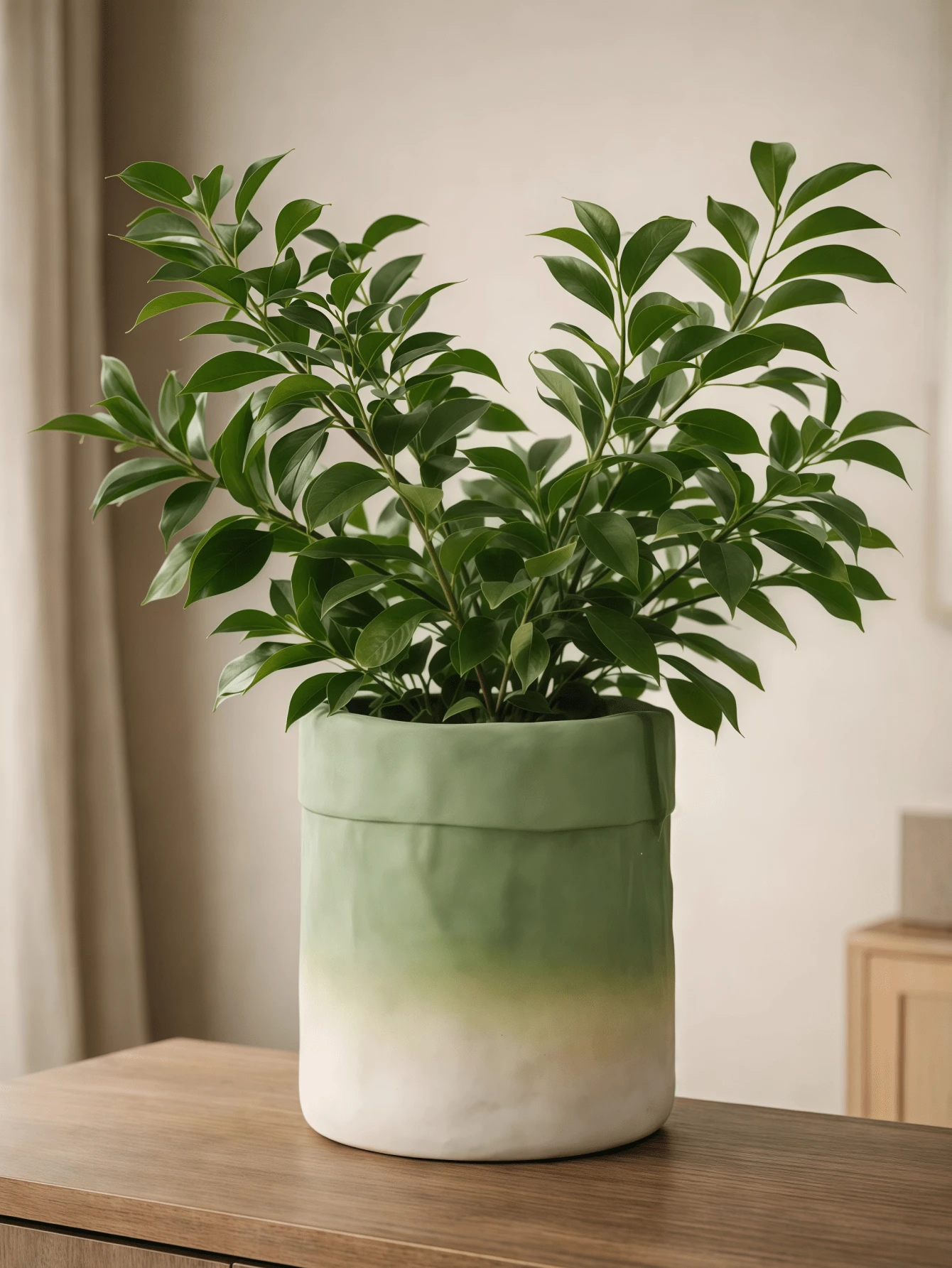 1pc Gradient Green Plant Pots, Indoor Planter Pots For Living Room Balcony Table, Perfect For Plants & Home Decor - Flowerpot - View 1