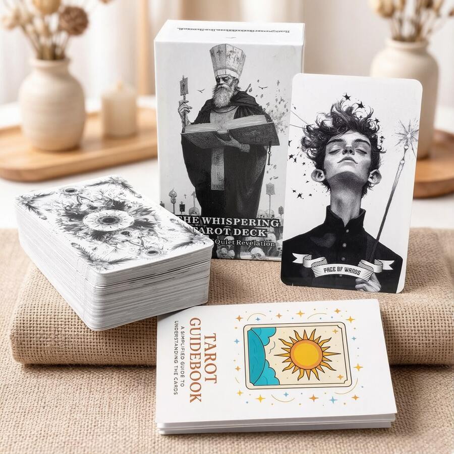 Bộ bài Tarot Knight-Wett phong cách Gothic đơn sắc 78 lá | Giấy bìa cứng chất lượng cao 400gsm kèm sách hướng dẫn | Công cụ bói toán cho chữa lành tâm linh và phù thủy, bộ bài Tarot Gothic mới năm 2026 | Bộ bài Tarot Knight-Wett "Những lời thì thầm của thế giới huyền ảo đen tối" | Trò chơi bói toán bằng bìa cứng cao cấp bền chắc cho thiền định và khám phá bản thân.