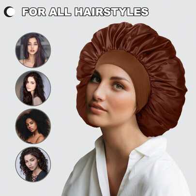 Gorro de dormir de satén para mujeres - Banda para el cabello de seda de alta elasticidad, adecuada para cabello rizado, gorro de dormir nocturno, trenzas, moños y todos los estilos de cabello, gorro de cabello reutilizable