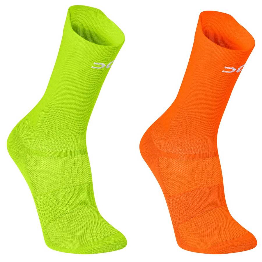 Adult Polyamide Running Socks With 3D Cuff, Breathable, Thermal Comfort, High Performance, Spinning, Cycling - Yellow + Orange - View 1
