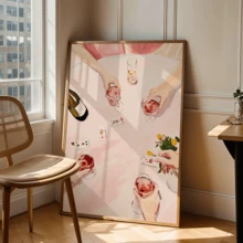 1pc Girls' Night Poster, Cheerleader Art Print: Rose Wine, Poker Night Costumes, Suitable For Home Decor, Room Decor, Bedroom Decor, Living Room Decoration, Bathroom Decor, Wall Decor, Optional Wall Art With Frame - Multicolor - View 7