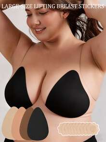 Bộ 4 món / Áo ngực latex cỡ lớn dành cho nữ, kiểu dáng vô hình, không gọng, với cúp ngực hình giọt nước có lớp dính và không có dây đeo vai. Phù hợp với cỡ cúp từ B đến E. Có các màu be, nâu, cà phê và đen. - Nhiều màu - Xem 2