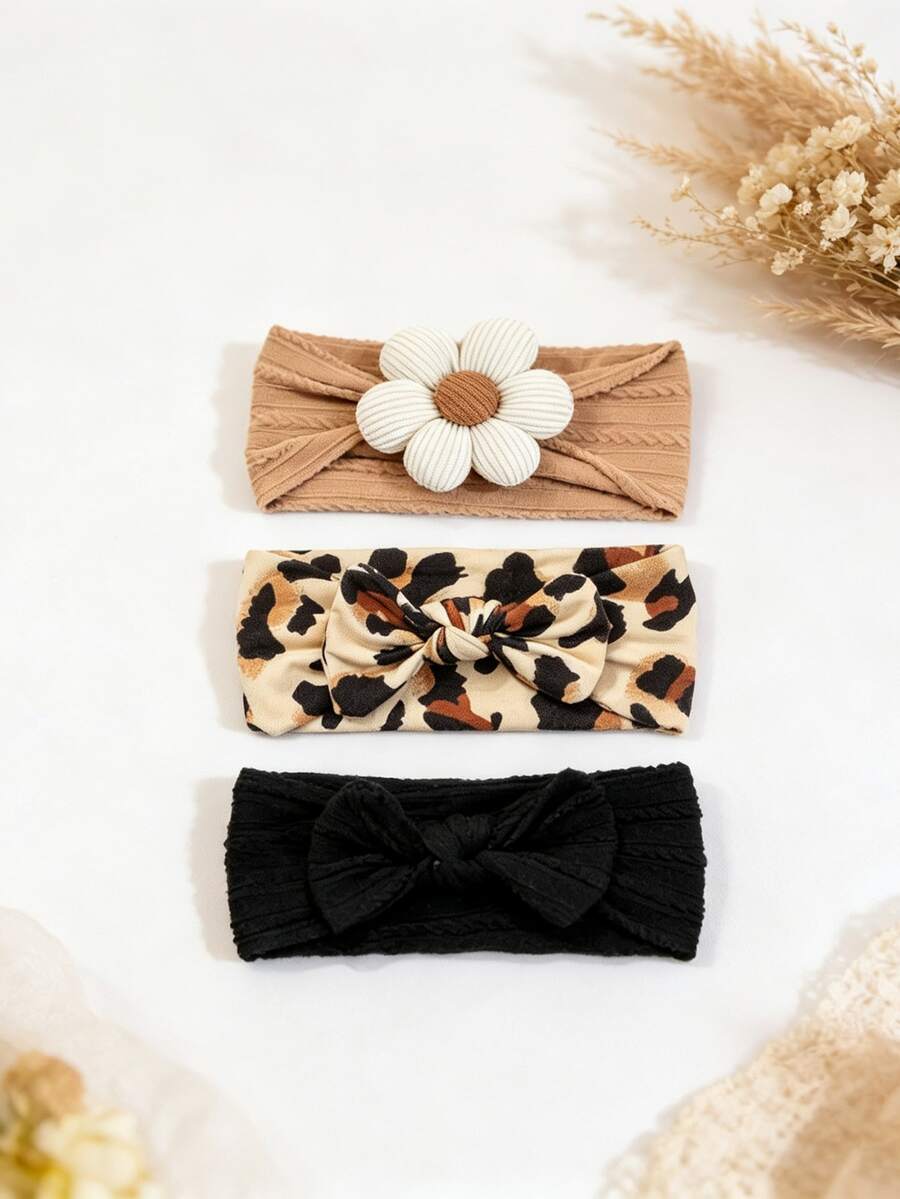 Bộ 3 băng đô và phụ kiện tóc cho bé gái, phù hợp cho trẻ sơ sinh, trẻ nhỏ và trẻ em. - Nhiều màu - Xem 1