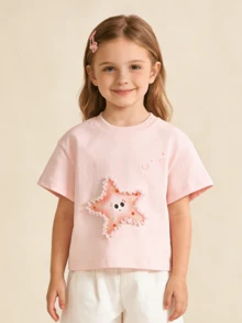 Balabala 2026 Summer Cute & Fun Baby Short Sleeve T-Shirt - White Red - View 1