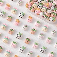 10/15/20pcs Super Cute Cat, Bear, Puppy, Rabbit, Panda Theme Cartoon Mini Flower Plant Design Resin Charms For DIY Crafts - Assorted Ornament For Hair Accessory, Hairpin, Keychains, Phone Cases, Scrapbooking, DIY Jewelry Making,Cup & Shoe Decor - Cartoon Animal Theme - View 1