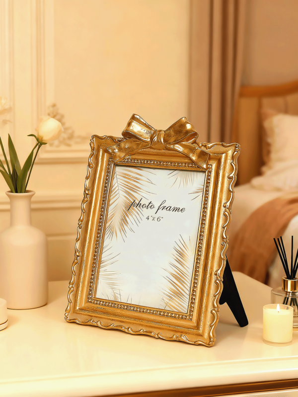 Elegant Gold Rope Knot Photo Frame Set - Vintage Round And Rectangular Decorative Frames, Suitable For Bedroom Vanity, Living Room Tabletop, Wedding/Birthday Gift, Delicate Twisted Design Photo Display, Fits 4x6/5x7 Inch Photos, Fashionable Home Decor Accent