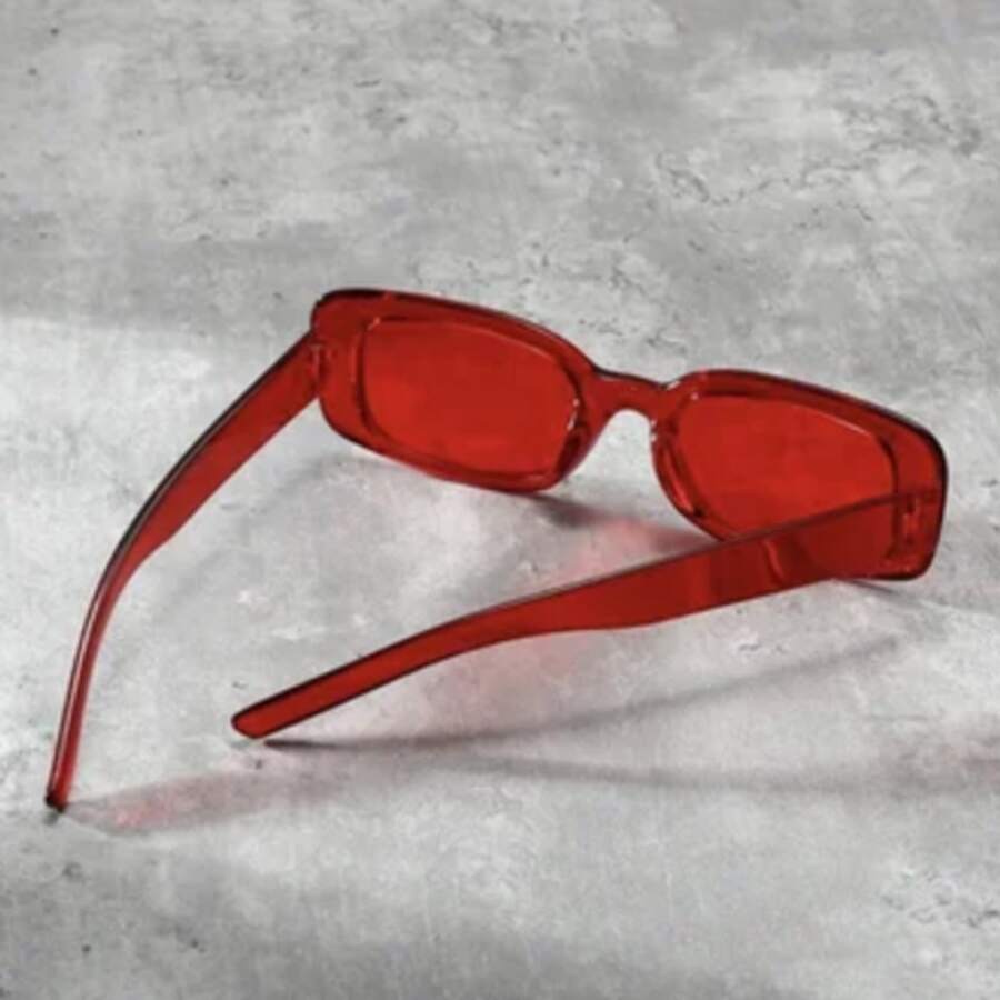 1pc Fashion Rectangular Frame Personalized Street Style Fashion Glasses - Red - View 1