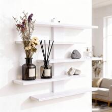 Rak Display Gantung Dinding yang Dapat Diatur, Desain 5 Tingkat, Rak Penyimpanan Dekorasi Rumah Modern untuk Kamar Mandi, Kamar Tidur, Ruang Tamu, Kantor - Cocok untuk Kosmetik, Figur, Boneka, Patung, dan Mainan, Menggabungkan Estetika dan Fungsionalitas! - Hitam, putih, cokelat, dan abu-abu - View 4