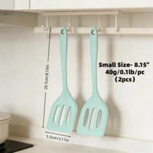 1/2 piezas Espátula pequeña de silicona - Espátula volteadora de panqueques mini resistente al calor alto - Espátula de goma para huevo/pescado/panqueque/hamburguesa Herramienta de cocina (Verde) - verde menta - Ver 14
