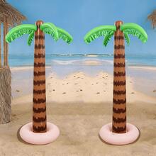 1pc Inflatable Palm Tree Decoration, Hawaiian Tropical Party Decor, Suitable For Adults, Summer Beach Theme Party Photo Prop, Pool And Birthday Party Supplies, Pool Inflatable Decoration, Beach Essentials, Pool Float - Multicolor - View 6