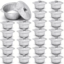 6 piezas Bandejas redondas de aluminio de 25 cm con tapas, aptas para tartas, pasteles de queso, rollos de canela, tartas de frutas, platos para comidas festivas, para uso doméstico, comida para llevar, picnic y fiestas, artículos de cocina, materiales de envasado de alimentos - Ver 3