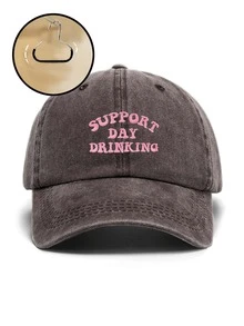 1pc Women's "Support Daily Drink" Embroidered Soft Baseball Cap, Adjustable Size, Breathable Sun Protection, Holiday Gift, Suitable For Outdoor Sports, Camping, Travel, Beach Vacation,Summer,Hat,Festival - B - View 14
