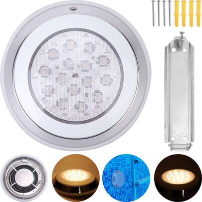 12v Lámpara Led De Piscina Luz Subacuática Impermeable 18w 22.5x22.5x4.8cm Para Piscina, Acuario, Jardín, Fuente, Rocalla