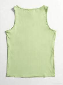 Plus Size -Women's Summer Casual Tank Top, Fashionable Black And White Silhouette Pattern Sleeveless Top-1XL-5XL - 綠色2 - 查看 2