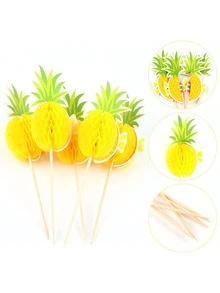 100 que xiên cocktail, xiên trái cây Hawaii, chủ đề nhiệt đới - Chủ đề trái cây nhiệt đới Hawaii, que xiên cocktail hình dứa 3D trang trí bánh cupcake, hoàn hảo cho tiệc sinh nhật, họp mặt gia đình, trưng bày món tráng miệng và các sự kiện theo chủ đề, trang trí bằng dứa. - Nhiều màu - Xem 4