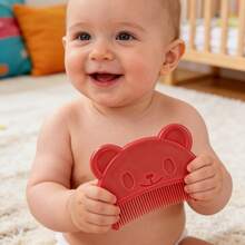 3件套小熊造型扁平梳，婴儿发梳，二合一造型梳和解结梳，适用于婴幼儿头发护理 - 彩色 - 查看 6
