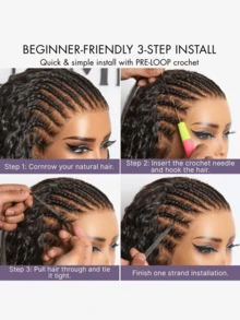 Tóc nối móc Feather Crochet Hair Extensions 18 inch 50g thẳng, không thắt nút, đã được tách sẵn, dạng lọn vô hình, nhẹ, có thể tái sử dụng, dành cho phụ nữ có mái tóc tự nhiên. - SNatural - Xem 11