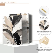 3pcs Modern Art Gold & White Floral Abstract Art Prints, Suitable For Home Decor, Room Decor, Bedroom, Living Room, Bathroom, Wall Art, Available With Frames - A - View 11