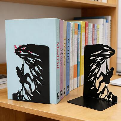 Giá đỡ sách bằng kim loại rỗng lấy cảm hứng từ môn leo núi đá, giá đỡ sách trang trí cho kệ sách, dụng cụ sắp xếp sách, quà tặng văn hóa và sáng tạo dành cho những người đam mê leo núi đá, người yêu thích thể thao ngoài trời, nhân viên văn phòng và những người yêu sách.