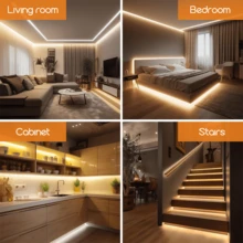 Dải đèn LED COB 1 bóng, dải đèn LED linh hoạt điều chỉnh được ánh sáng ấm/trắng, cấp nguồn bằng USB/hộp pin (không bao gồm pin), thích hợp cho tủ bếp, mặt bàn, kệ, phòng tiện ích và chiếu sáng tủ. - Hộp pin + USB - Xem 11