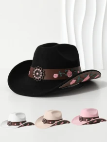 1 chiếc mũ len kiểu miền Tây dành cho nữ, mũ cao bồi, mũ nhạc jazz. Vành mũ rộng có mép cong tự nhiên, tạo nên vẻ ngoài giản dị đậm chất miền Tây. - Nhiều màu - Xem 11