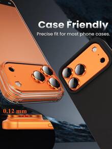 Protector de lente de cámara de unicolor de aleación, 1 pieza, [ajuste perfecto 1:1] Cubierta de pantalla de cámara de vidrio templado mate de metal de cobertura completa, accesorio compatible con estuches (Naranja cósmico, para iPhone 17 Pro Max) Regalo del Día de la Madre y cumpleaños - Naranja - Ver 4