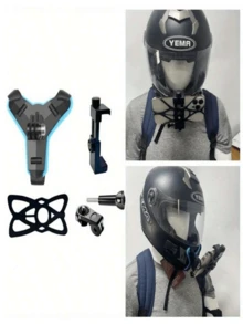 Adjustable Motorcycle Helmet Phone Holder + Anti-Lost Net. Suitable For Hero 12/10/9/8/7 Action Camera. Motorcycle Helmet Action Camera Mount Bracket. Designed For Stable Shooting During Riding, Compatible With All Smartphones And Most Action Cameras. An Excellent Gift For Riders. - View 5