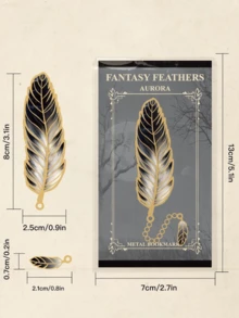 1 pièce de marque-page en métal avec plume simulée, style artisanal vintage avec un petit pendentif. Un élément de lecture indispensable, convient comme petit cadeau pour les enseignants - Marque-page en plumes - Voir 2