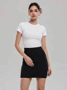 ZULIZ Chân váy ngắn ôm sát cạp cao KYRLSSU dành cho nữ, kiểu dáng công sở thường ngày. - màu đen - Xem 3